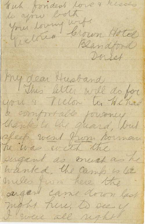 Victoria Cook to Husband R.S.Cook Asking that he Try and Stop Their Son Norman Being Sent on Active Service
