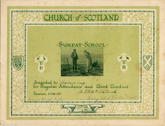 Church of Scotland Sunday School Certificate for Regular Attendance and good Conduct