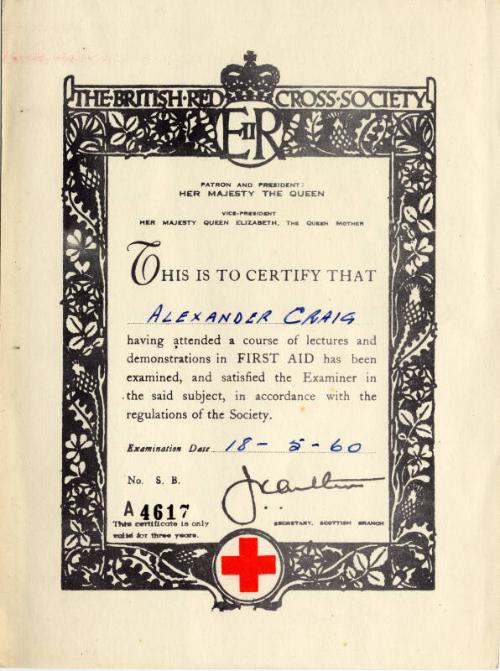 The British Red Cross Society First Aid Certificate