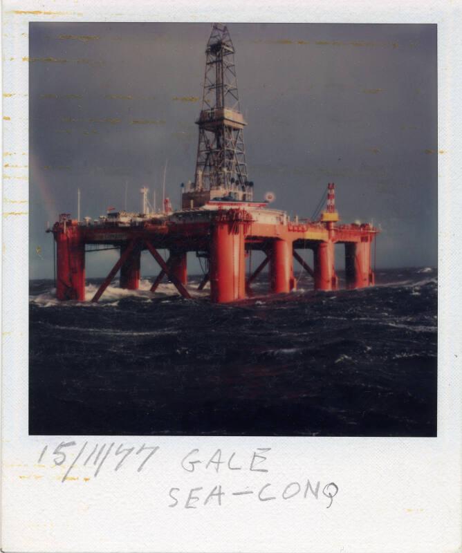 Colour Photograph Showing The Semi-Submersible Drilling Rig 'Sea Conquest' In The North Sea