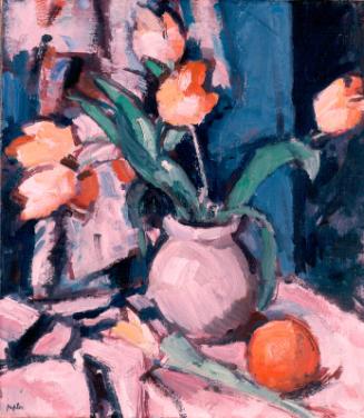 Tulips In A Brown Jar by Samuel John Peploe 