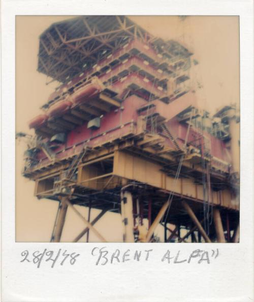 Colour Photograph Showing The Brent Alpha Oil Platform, Taken From Sea Level