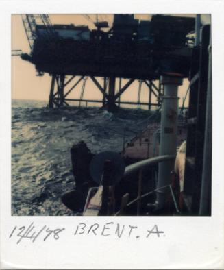 Colour Photograph Taken From The Deck Of A Vessel, Showing The Brent Alpha Oil Platform