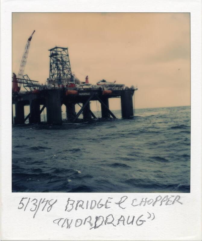 Colour Photograph Showing The Semi-Submersible Rig 'Nordraug' With A Helicopter Aboard