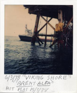 Colour Photograph Showing The Supply Vessel 'Viking Shore' At The Brent Alpha Platform