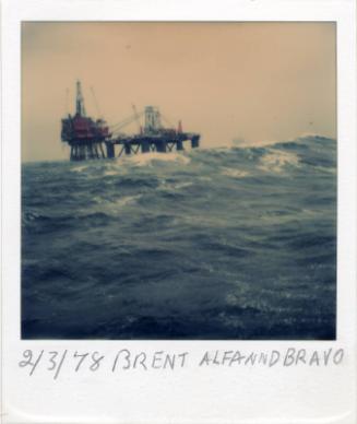 Colour Photograph Showing The Brent Alpha Platform, With Semi- Sub. Bravo In Distance. Rough Se…
