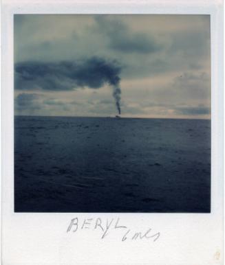 Colour Photograph Showing The Beryl Platform Six Miles Distant, With Flare Burning