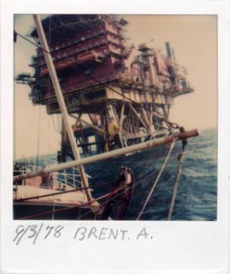 Colour Photograph Showing The Brent Alpha Oil Platform, Taken From Deck Of Vessel Below