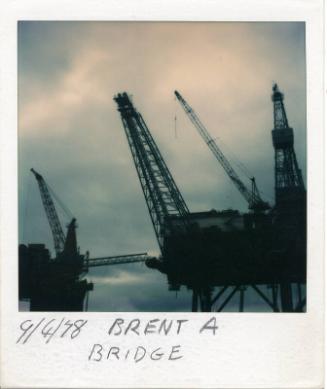 Colour Photograph Showing The Brent Alpha Platform And A Bridge