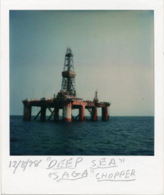 Colour Photograph Showing The Drilling Rig 'Deep Sea Saga', With A Helicopter On Deck