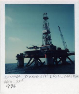 Colour Photograph Showing The Semi-Submersible Drilling Rig 'Drillmaster' With A Helicopter Tak…