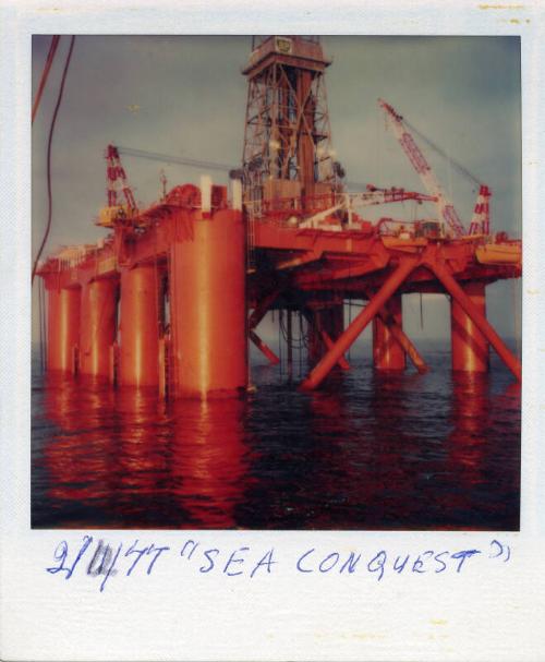 Colour Photograph Showing The Semi-Submersible Drilling Rig 'Sea Conquest'