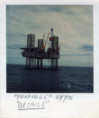 Colour Photograph Showing The Jack Up Rig 'Penrod 65' At The Beatrice Field In The North Sea