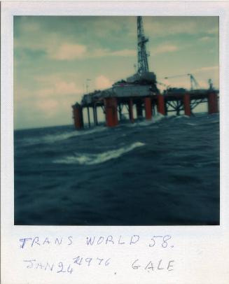 Colour Photograph Showing The Semi-Submersible Rig 'Transworld 58' In A Gale In The North Sea