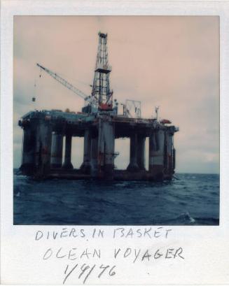 Colour Photograph Showing The Semi-Sub 'Ocean Voyager' With Divers In A Basket, In The North Se…