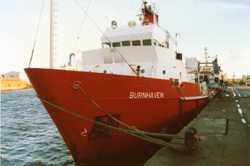 Colour Photograph Showing The Vessel 'Burnhaven' In Harbour, Involved In Piper Alpha Rescue