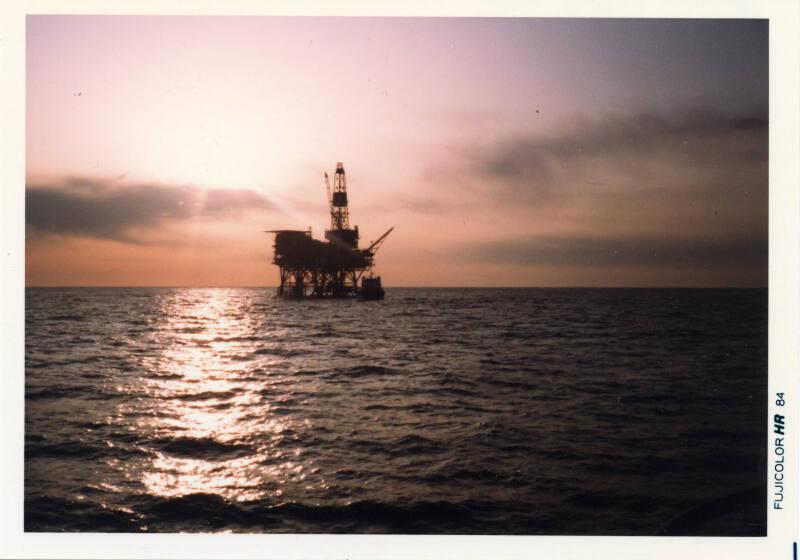 Unidentified North Sea platform at sunset