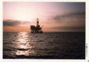 Unidentified North Sea platform at sunset