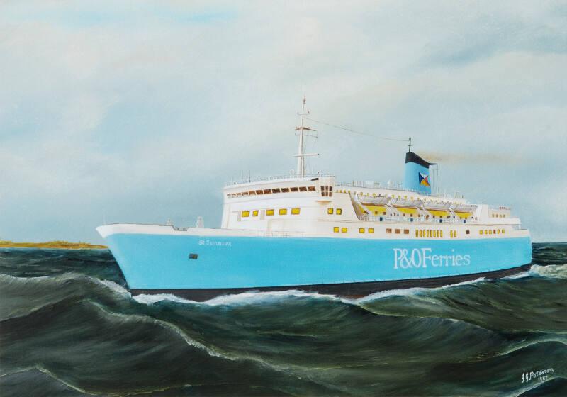 painting of St Sunniva (III) showing the port side of the vessel by J G Paterson