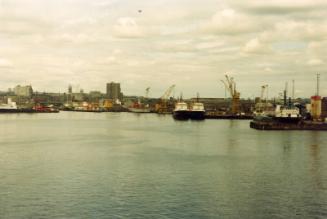 Colour photograph of Aberdeen Harbour from Torry