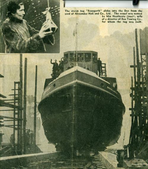 Newspaper Clipping Featuring an Image of the Steam Tug Rosegarth