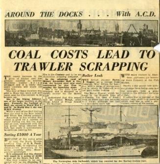 Newspaper Clipping From the Evening Express Featuring Several Articles Relating to Aberdeen Dock's and Ships.