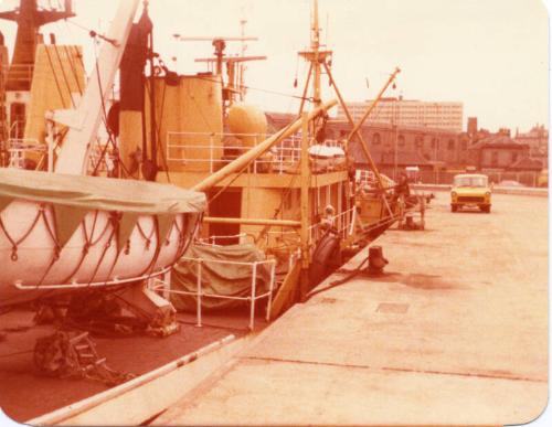 Photograph of the F.R.S Explorer docked in harbour