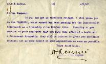 Letter from Ellerman & Bucknall Steamship Co. Ltd to George T Duffus re application for employm…