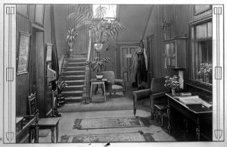 glass positive showing the entrance hall of the St Magnus Hotel, Hillswick, Shetland, owned by …