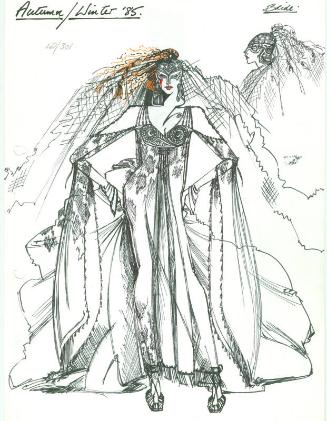 Drawing of Wedding Dress for  Autumn/Winter 1985 Collection