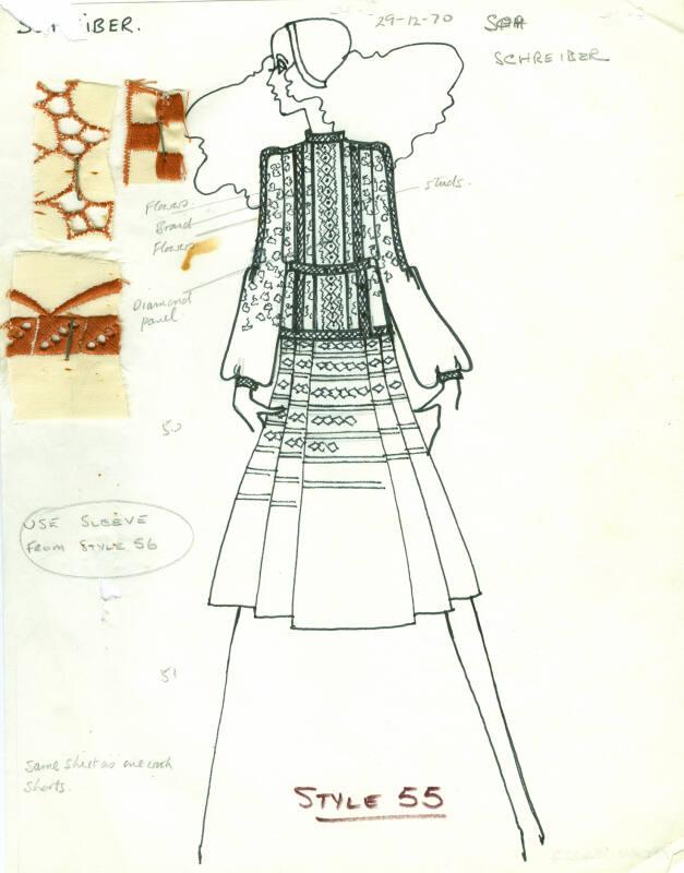 Drawing of Dress for the Swiss Guild of Embroiderers