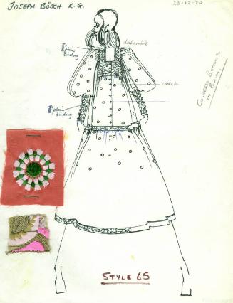 Drawing of Dress for the Guild of Swiss Embroiderers