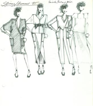 Multidrawing of Jackets, Skirt, Trousers and Dress for Spring/Summer 1985 Collection