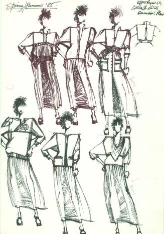 Multidrawing of Tops and Skirts for Spring/Summer 1985 Collection