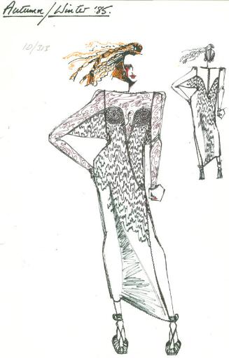 Drawing of Dress from Autumn/Winter 1985 'Bronze Age' Collection