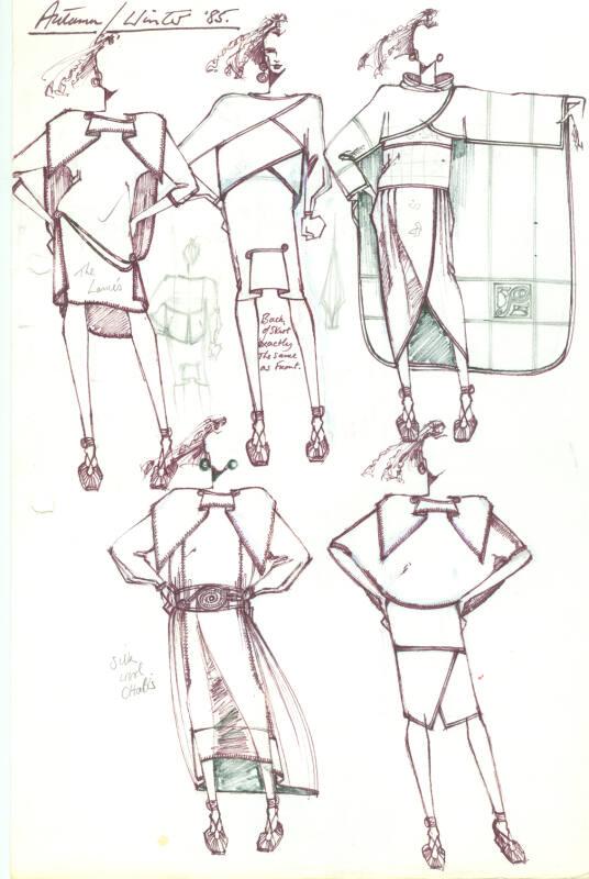 Multidrawing of Dresses for the Autumn/Winter 1985 Collection