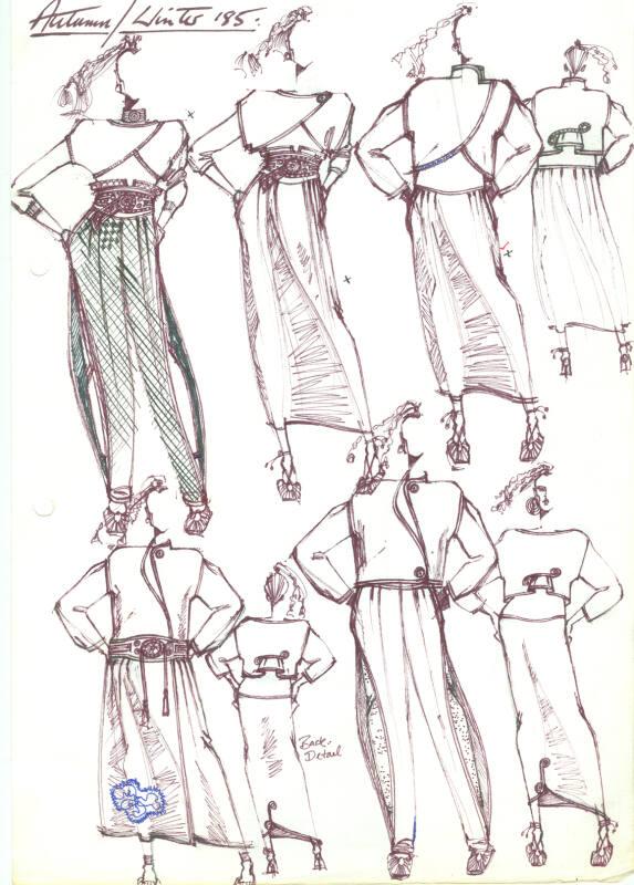 Multidrawing of Tops, Jackets and Skirts for the Autumn/Winter 1985 Collection