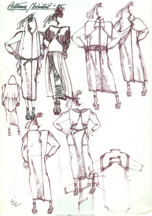 Multidrawing of Coats for the Autumn/Winter 1985 Collection