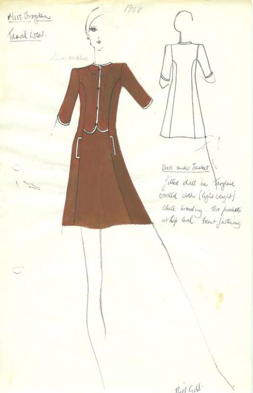 Drawing of Dress designed for Miss Brogden