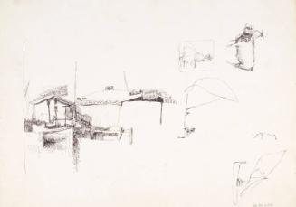 Sketches of House, Boats, Men, Cattle