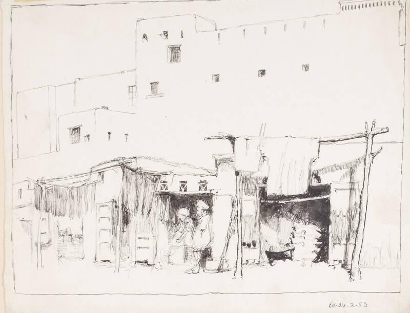 Shops Below a City Wall