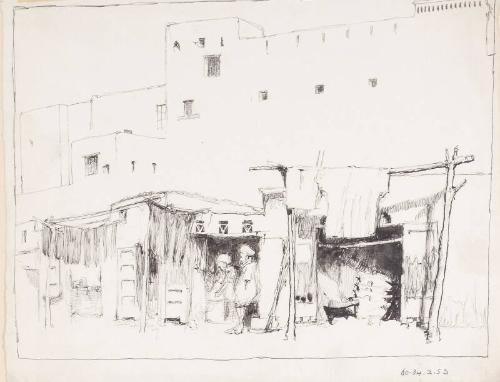 Shops Below a City Wall