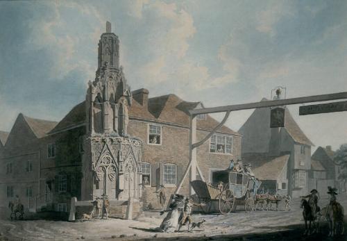 Waltham Cross and Post Coach by Edward Dayes