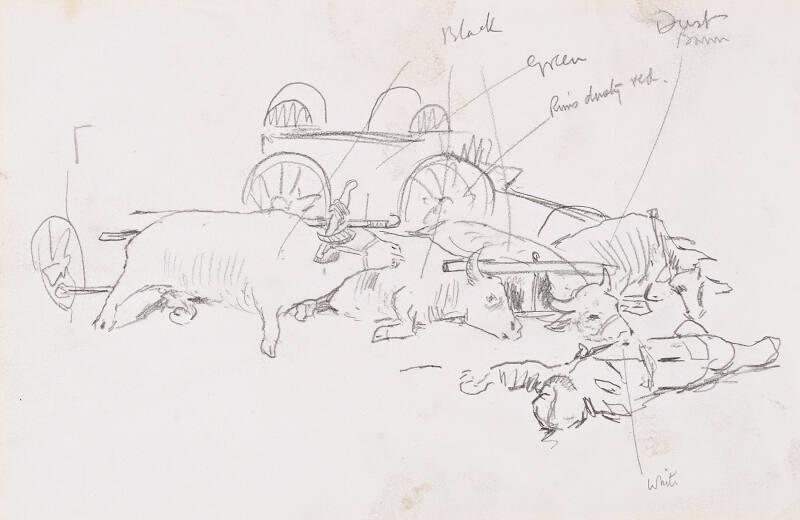 Cattle, Cart and Male Figure (Sketchbook - War)