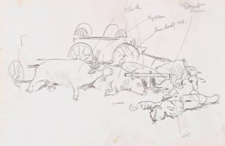 Cattle, Cart and Male Figure (Sketchbook - War)