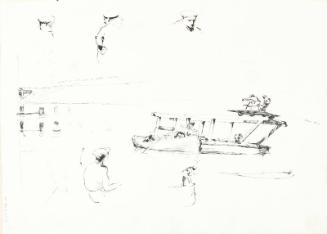 Boats with Men Working and Small Sketches of Figures