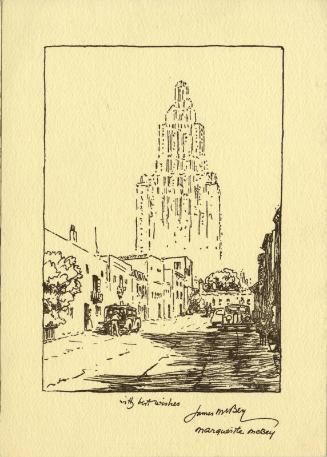 Sketched Christmas Card Depicting MacDougal Alley, New York