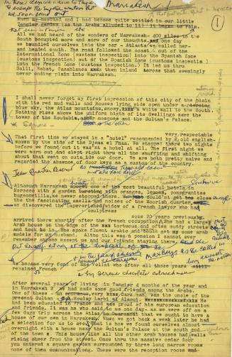 Draft Article about James and Marguertie McBey Purchasing Dar ben Zina, Marrakesh