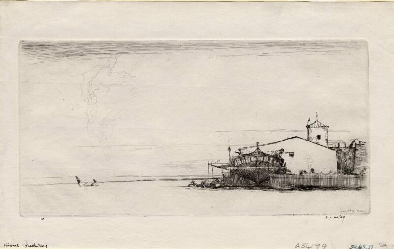 Vinaroz. Boat building by James McBey