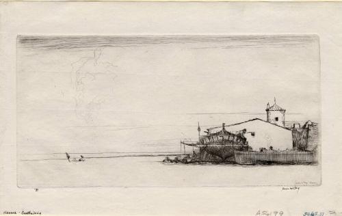 Vinaroz. Boat building by James McBey